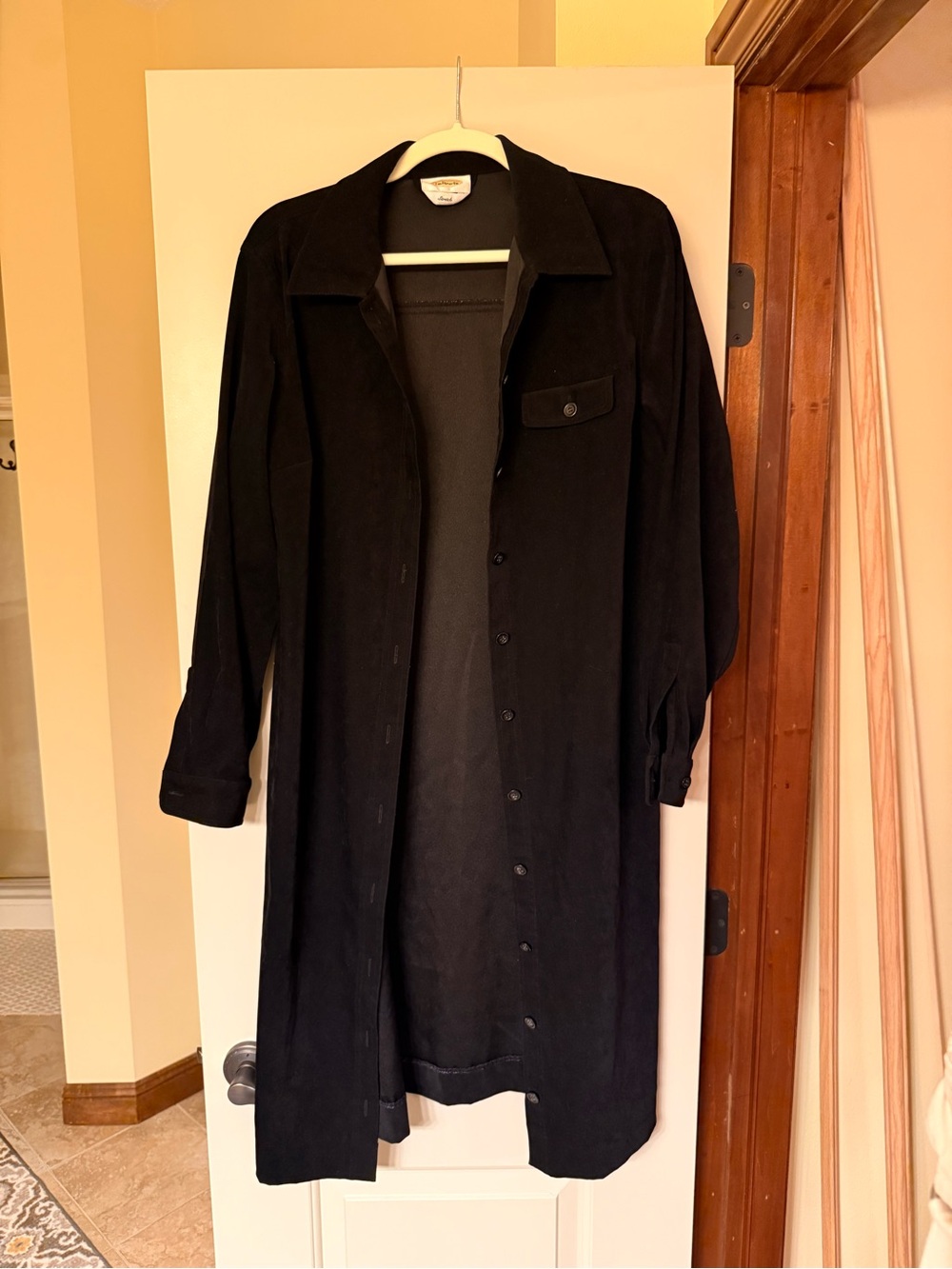 Talbots women’s Black stretch Button-Front Trench- style Coat